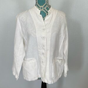 Eileen Fisher Linen Shirt Jacket size Large White